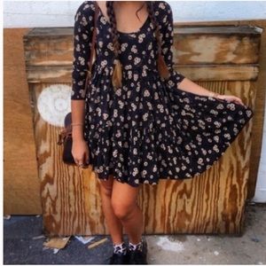 Brandy Melville black sunflower mini dress OS